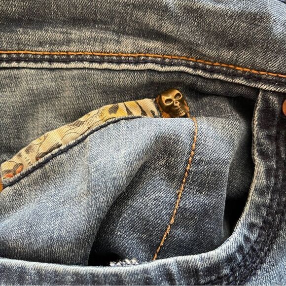 Ed Hardy Skuller Jeans Punk's Not Dead Distressed Destroyed Men's 32 - Picture 14 of 16